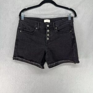 Loft Outlet Shorts Womens 2 Black Cut Off Button Fly Denim‎ Jean Indie Sleaze